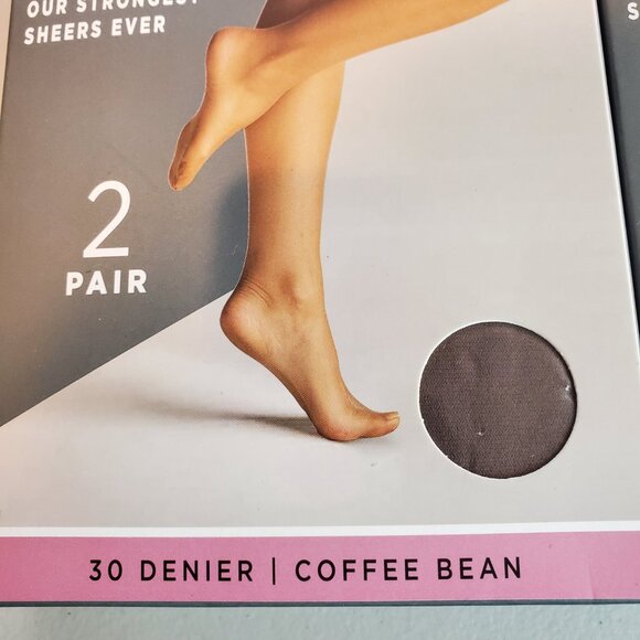 NEW 2 Packs of 2 Silk Impressions SZ XL 30 Denier Sheer Support Pantyhose Coffee - Picture 3 of 6
